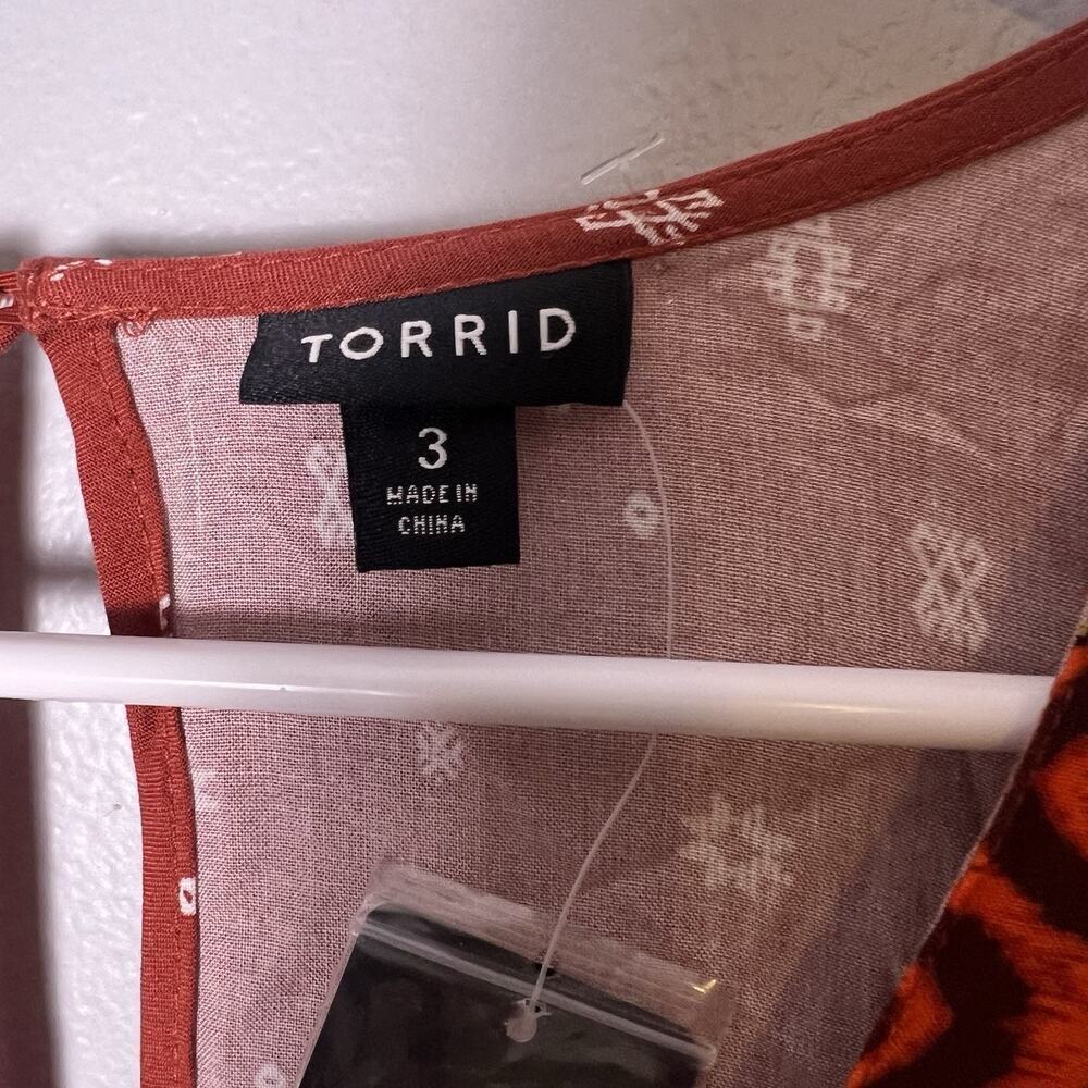 Torrid NWT Mini Challis Boarder Skater Dress Size 3X V-Neck Pockets Boho Tribal - Picture 12 of 16